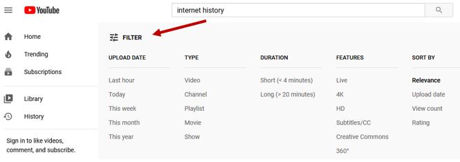 Screenshot of YouTube